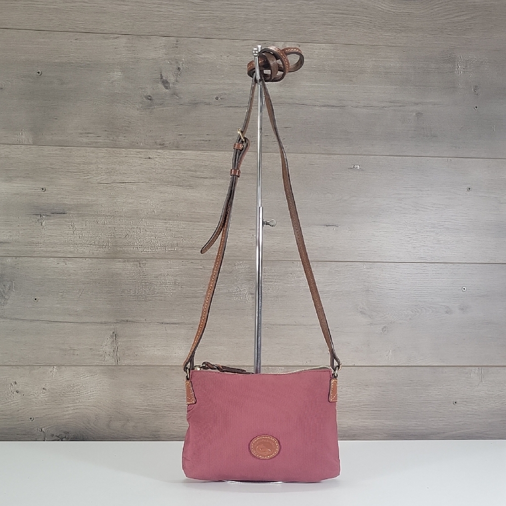 Dooney & Bourke Nylon Burgundy Crossbody Pouchette Shoulder Bag Purse